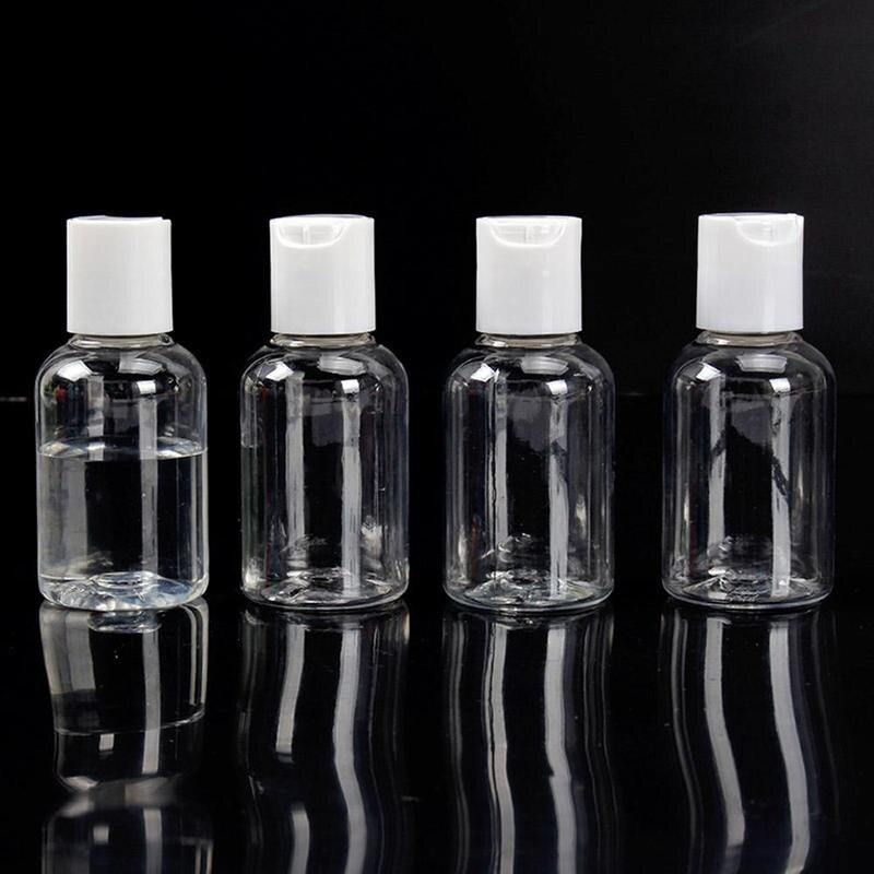 5pc 50 ml genomskinliga reseflaskor set tomma genomskinliga plast resor toalettartiklar vätskebehållare flaska för schampo, balsam