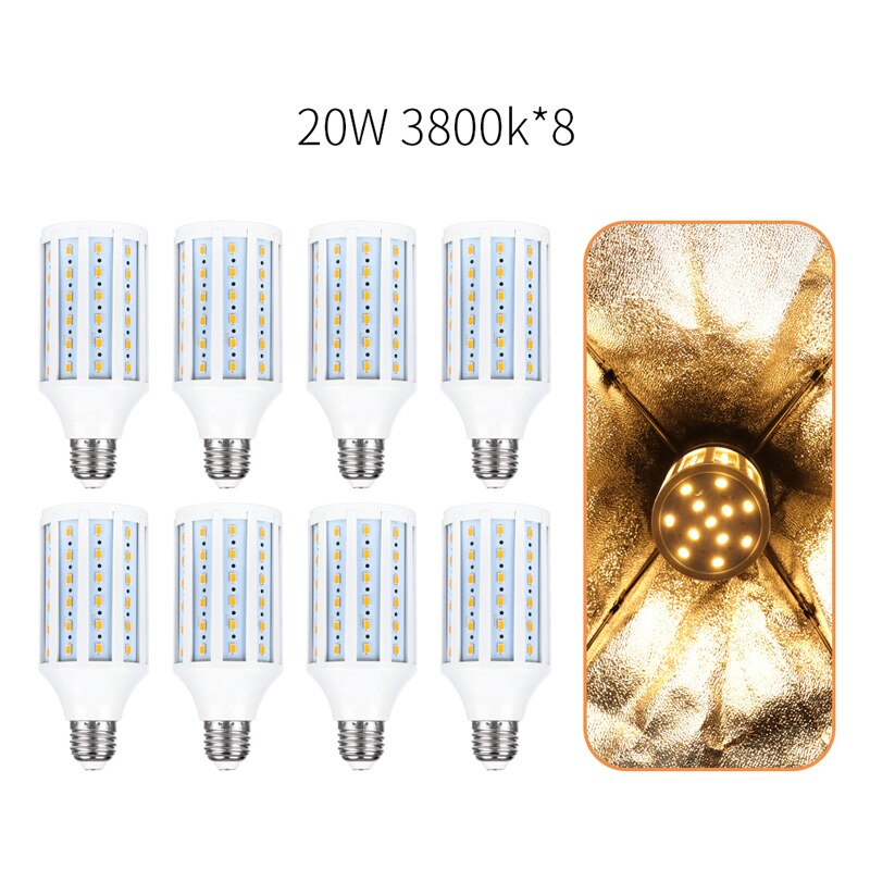 Photo Studio Softox Bulb Photography 5500K 3800K 20W LED Video Light Corn Lamp Light Bulb Daylight E27 Socket 16PCS: 8PCS Yellow