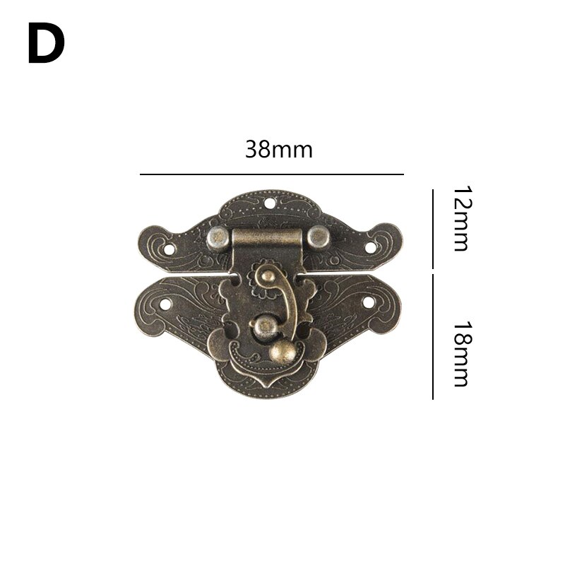 5 size Antique Decorative Latch Vintage Jewelry Wooden Box Hasp Buckle Pad Chest Lock Retro Furniture Hardware Accessories: D