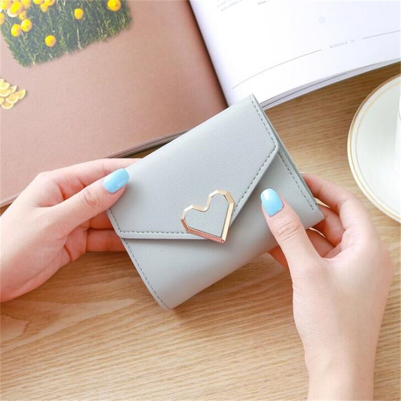 Women Wallets Small Purse Credit Card Holder Girl Pochette Leather Purses Clutch Bag Korean Mini Short Wallet Carteira Feminina