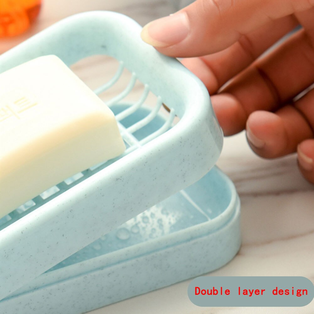 Caja de jabón de asfalto de doble capa creativa, soporte de jabón manual para baño, caja de jabón de plástico para lavar la cara
