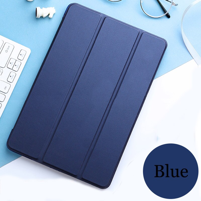 Tablet case voor Apple ipad 10.2 "PU Lederen Smart Sleep wake funda Trifold Stand Solid cover voor ipad 7 A2197 a2200 A2198: Navy blue