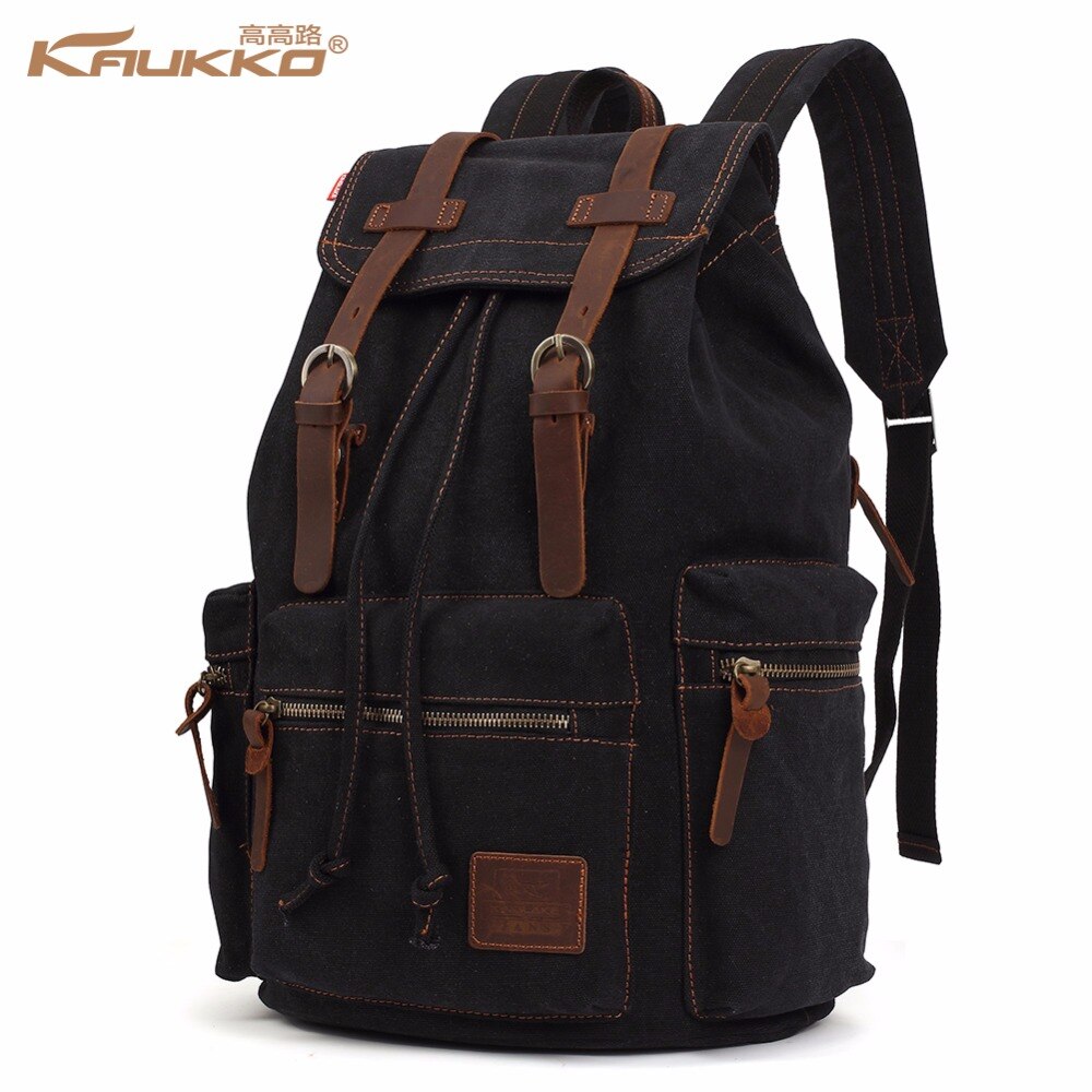 Kaukko lærred rygsæk skuldre taske lynlås anti-ridse sport rejsetaske laptop rygsæk skoletaske rygsæk rygsæk