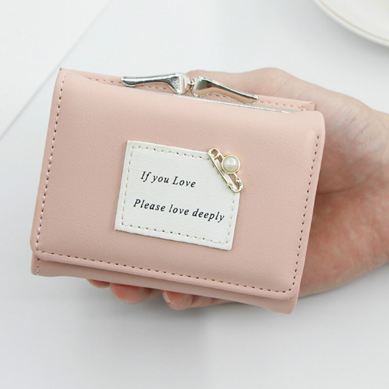 Multifunctionele Vrouwen Portemonnee Vrouwelijke Korte Mode Drievoudige Portemonnee Eenvoudige Leuke Student Clutch Kaarthouder Portemonnee: Roze