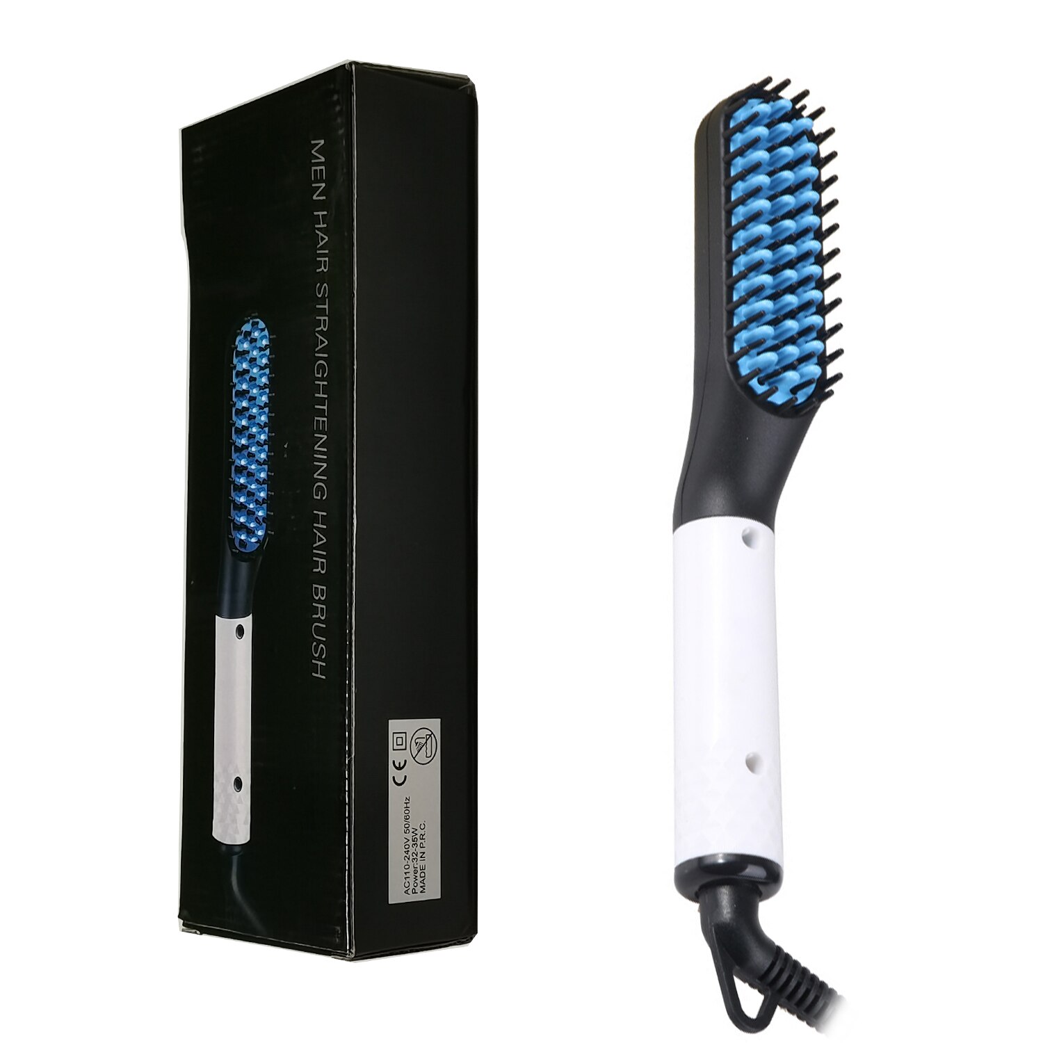 Brosse à cheveux électrique multifonction pour hommes, peigne à lisser la barbe, Anti-brûlure, pour coiffer rapidement: Blue With Box / LES USA
