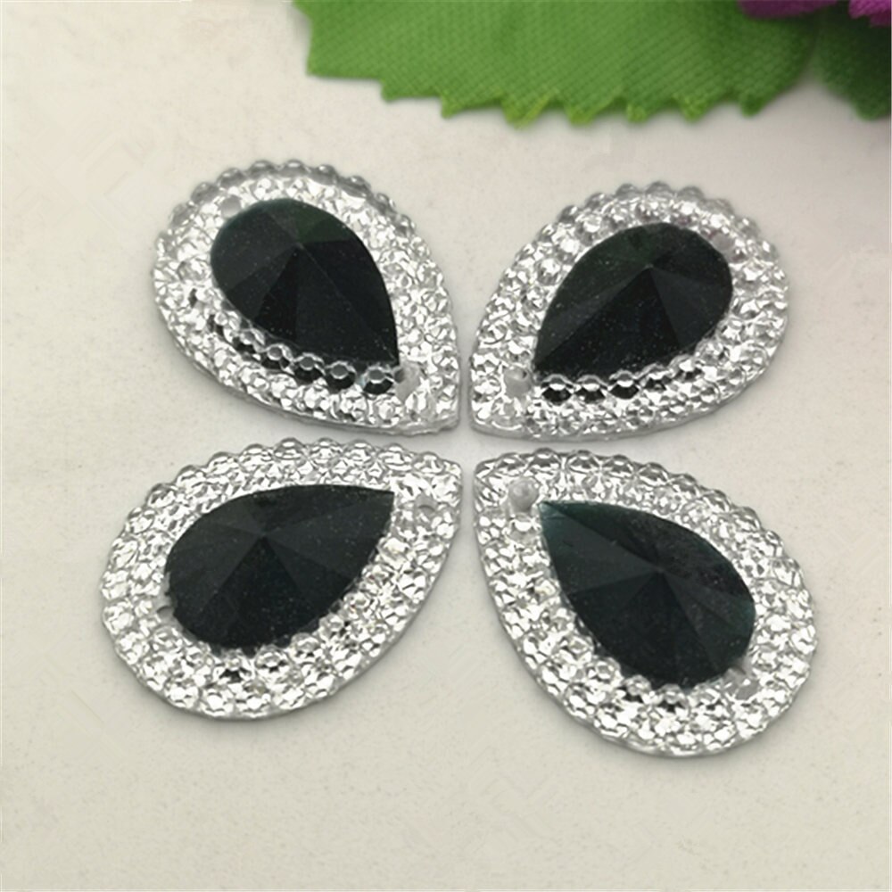 Diy 20 Stuks Mix 13Mm * 18Mm Resin Vorm Plaksteen Strass Bruiloft Decoratie: Black 20pcs