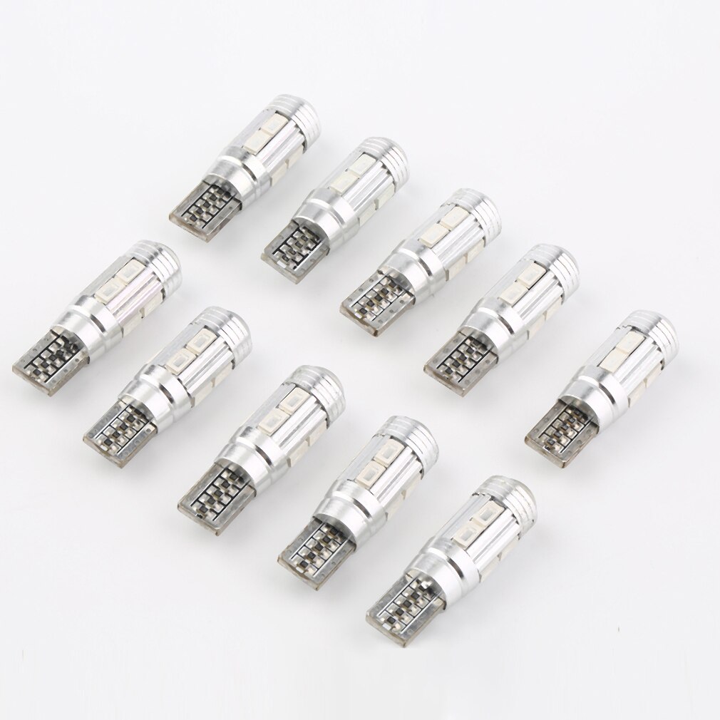 10 stuks  t10 501 w5w auto stadslicht lamp foutloos canbus 6 smd led xenon geel ingebouwde weerstand om herhaaldelijk knipperen te voorkomen