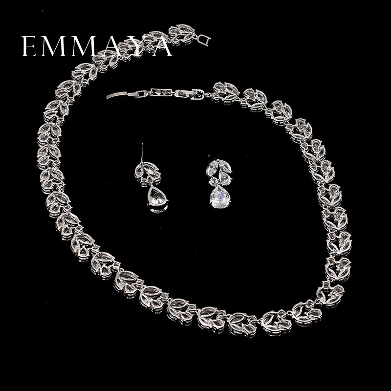 Emmaya Romantische Luxus einstellen Schmuck Blume Wasser Tropfen AAA CZ Kristall Hochzeit Schmuck-setzt Für Bräute Gold Farbe Schmuck