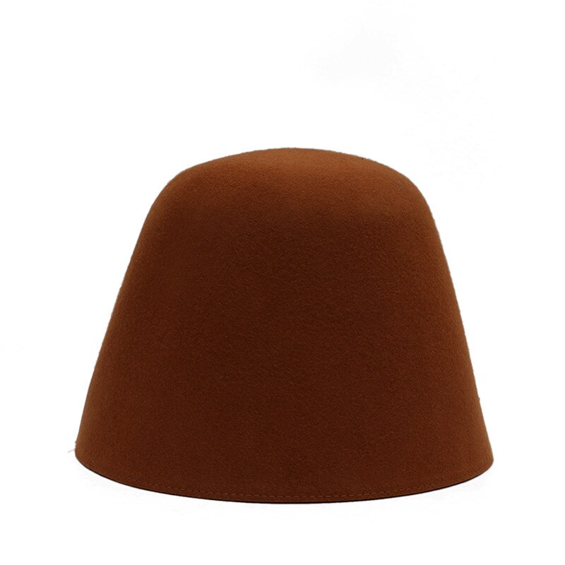 Hat Women Fisherman Hat Autumn And Winter Outdoor Wool Bucket Hat Japanese Solid Color Bell Shaped Cap Men Bucket Hat: 09