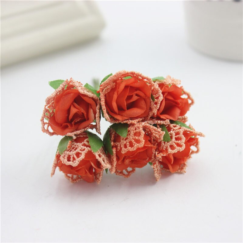 12 stk/parti blomsterhoveder silkerose blomsterbuket blomsterguirlander hat bryllupsbeklædning dekorative blomster super smukke: Orange