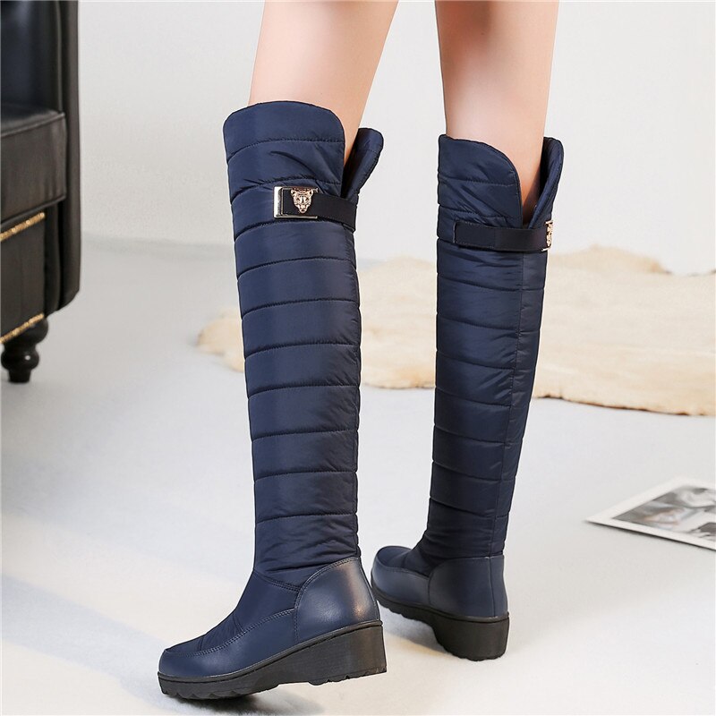ASUMER grande taille 35-44 bottes de neige femmes garder au bottes d'hiver bout rond plate-forme genou bottes hautes femme chaussures