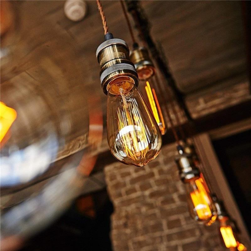 Tungsten Filament Bulb Glass Incandescent Bulbs W-Filament Bulb Droplight Transparent Lamp E27 ST64 40W Lights Warm White