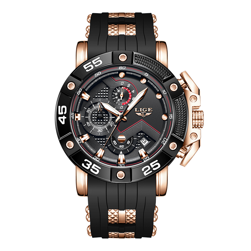 Top lige luksus herreure business silikone quartz herreur vandtæt lysende dato ur herreur relogio masculino: Flerfarvet