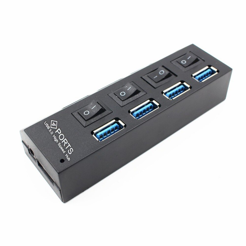Newest USB 3.0 High Speed Hub with Separate Four Ports Compact Lightweight Power Adapter Hub with Power Supply