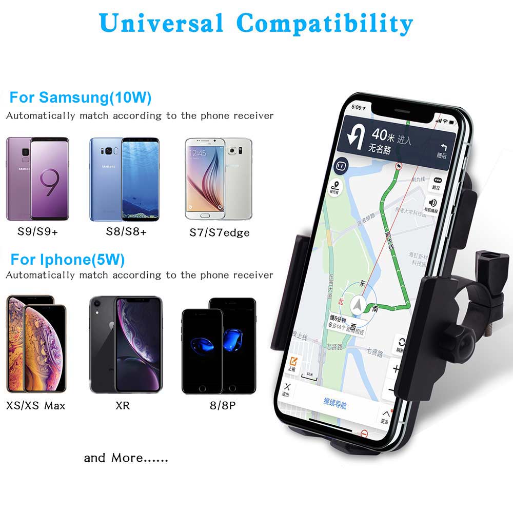 Motorfiets Telefoon Houder Draadloze Oplader QI Snelle Voor Samsung iPhone Mobiele Telefoon Houder Motorbike Moto Mobiele Smart Phone Stand