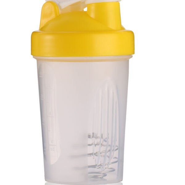 400ml shaker flaske mix protein pulver gym sports vandflaske med omrøring bold lækagesikkert låg praktisk og: Gul