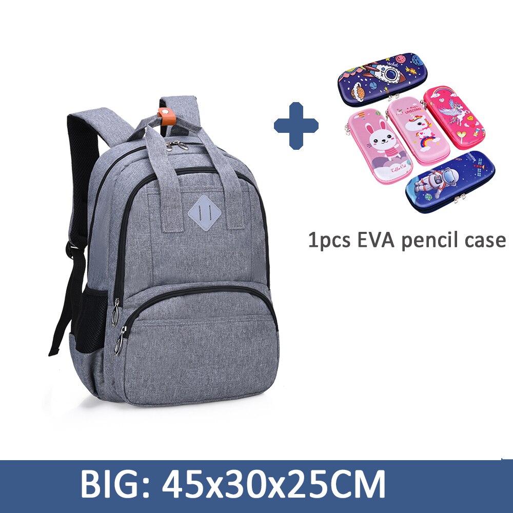 Mochila escolar para adolescentes, Kit de estuche de lápices para estudiantes universitarios, bolso escolar diario con caja de bolígrafos, Mochila de ocio para niños y niñas, 6384: Gray S (Pencil case)
