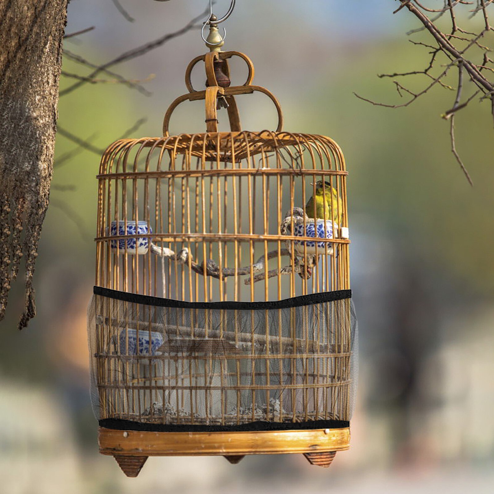 25# Receptor Guard Nylon Mesh Bird Parrot Cover Soft Easy Cleaning Nylon Airy Fabric Mesh Bird Cage Cover Seed Catcher Guard