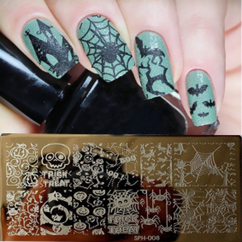 Halloween og jul 9 stiler sph -serien trykkplater malform malt neglelakk 3d spiker Kunst -maler
