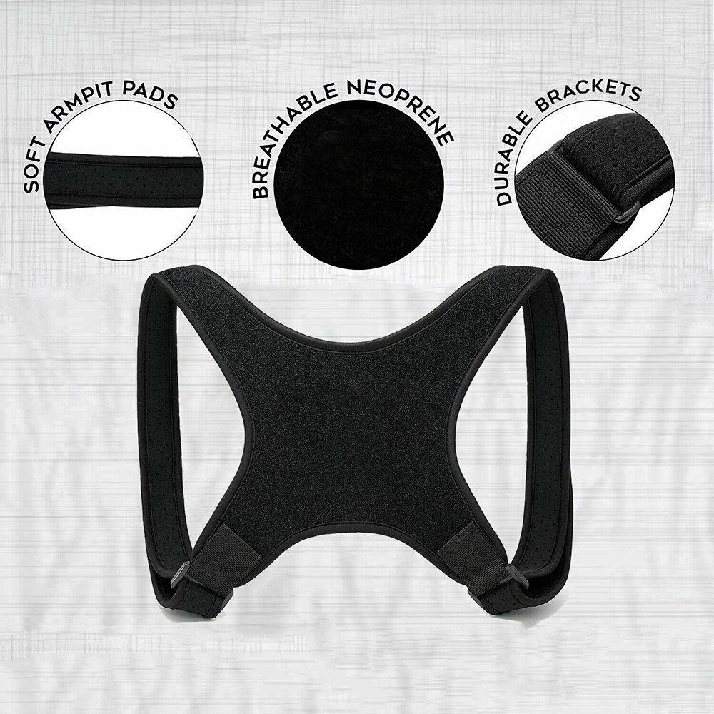 Correcteur De Posture Réglable Pour Dos - Taille Unique Unisexe - Noir Néoprène - Neuf Sans Emballage