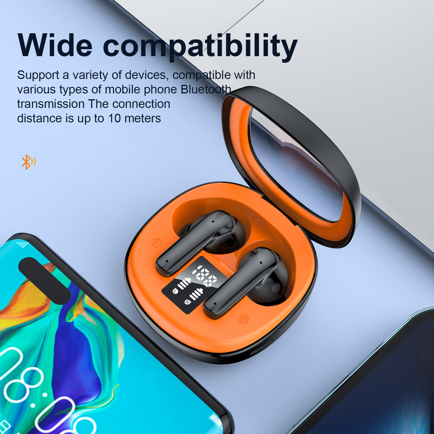 ANC50dB Ruído Ativo Cancelando Fone De Ouvido Sem Fio, Bluetooth 5.3, 40 Horas de Bateria, Versão Universal, Esportes