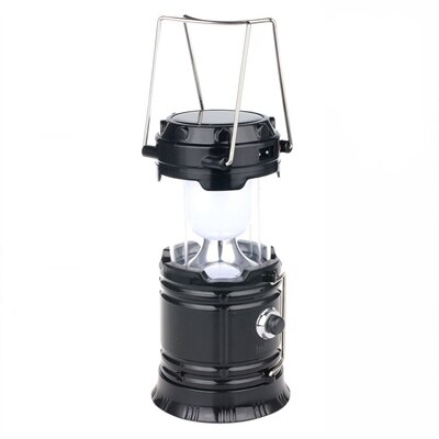 Solar Charger Camping Lantaarn Lamp Led Outdoor Verlichting Vouwen Kamp Tent Lamp Usb Oplaadbare Lantaarn Emergency Lamp: Black / EU plug