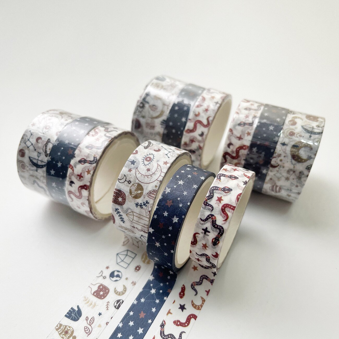 Juego de cintas Washi de 3 piezas, cintas decorativas de Flora geométrica, grabables, Vintage, para manualidades, álbum de recortes, diario, planificador: F