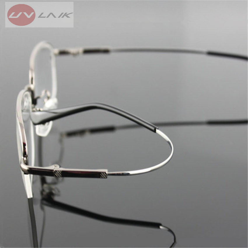 Gafas de titanio con memoria UVLAIK, montura de media aleación, montura de gafas ópticas para hombres y mujeres, monturas Retro de media montura, marcos de prescripción