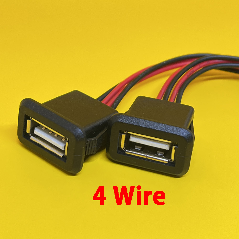 Conector de puerto de carga hembra USB 2,0 de 2/4 cables, conector de puerto de carga de 2 pines y 4 pines con Cable PH2.0, terminales eléctricos, enchufe de cargador USB