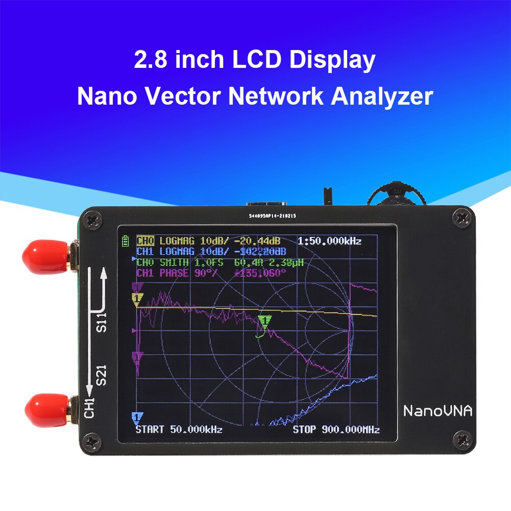 2.8 inch Vector Network Analyzer LCD Display Nano VNA VNA HF VHF UHF UV Vector Network Analyzer with SMA Male to Male RG174