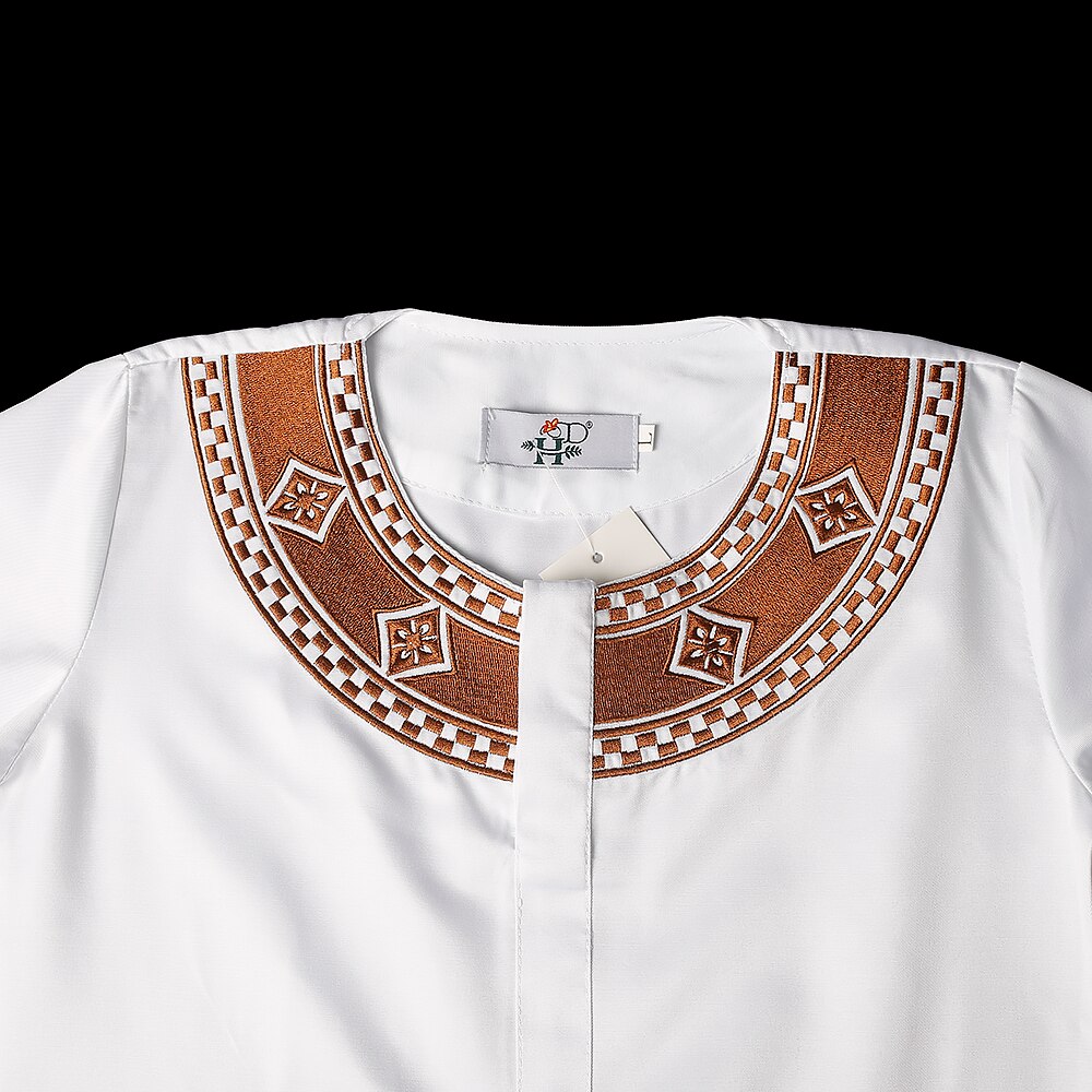 H &amp; D Kids Afrikaanse Kleding Jongens Overhemd Broek 2 Delige Set Ankara Dashiki Geborduurde Korte Mouw Tops Broek Pak kinderen Outfit