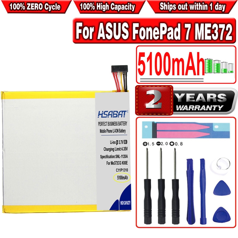 HSABAT 5100mAh C11P1310 Battery for ASUS FonePad 7 ME372 ME372CG K00E Tablet PC