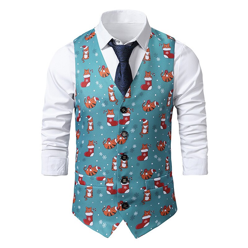 Weihnachtsweste Herren Slim Fit - Lustige Weihnachtsmotiv Weste Für Parties
