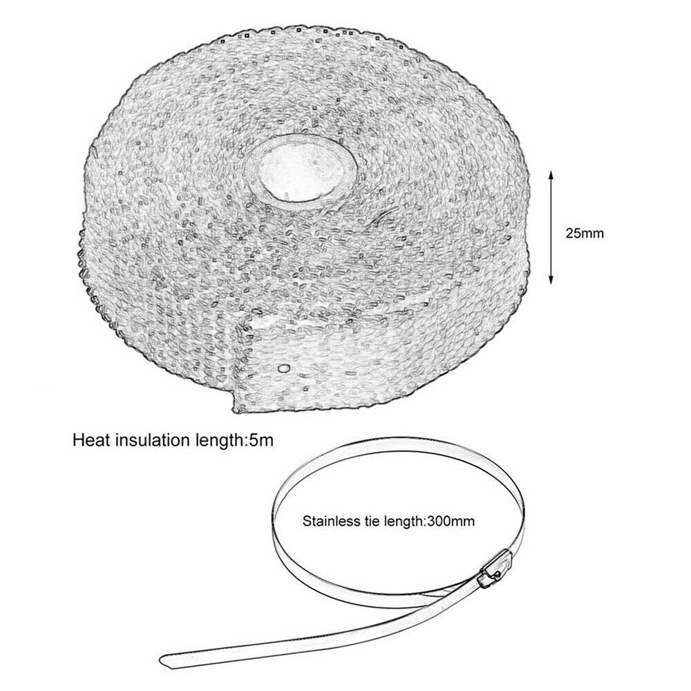 5 stücke einstellen Auspuff Verteiler Fiberglas Wärmedämmung Klebeband Thermische wickeln 25mm * 5M für Auto zubehör neue produkt