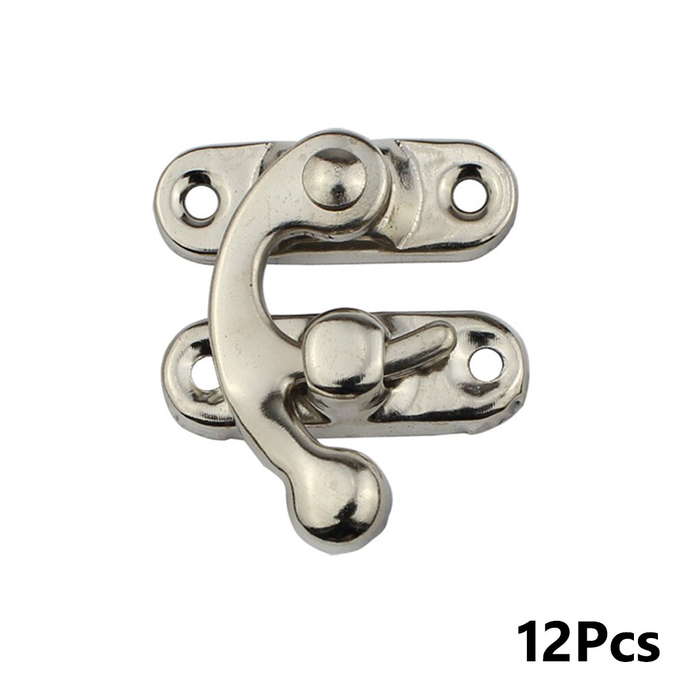 12x Mini Antique Bronze fer cadenas crochet serrure pour bijoux en laiton caisse en bois boîte + vis décoratif loquet boîte loquet moraillon: Silver Left hook