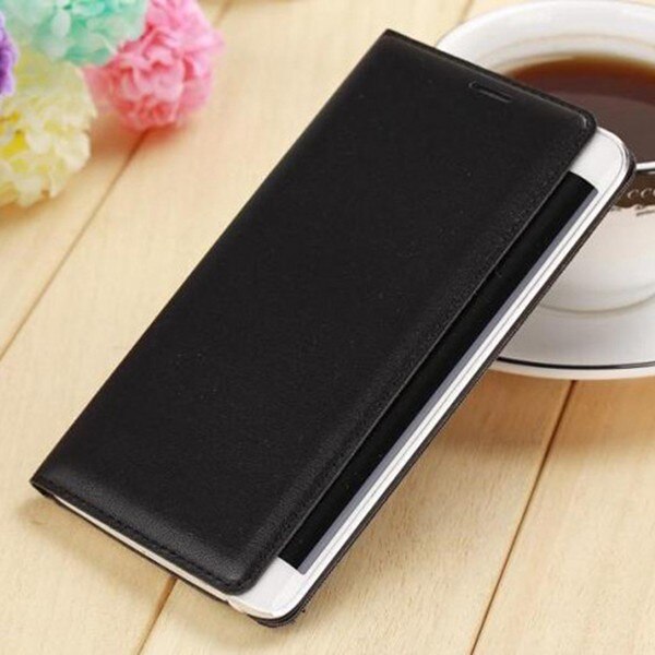 Lederen Portemonnee Flip Cover Batterij Behuizing Case Bescherm Skin Shell Met Kaarthouder Holster Voor Samsung Galaxy Note Edge N9150: Black