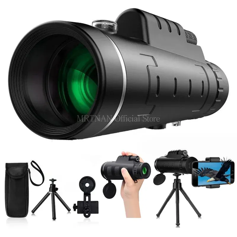 Télescope monoculaire 40x60 HD, jumelles puissantes de nuit, Mini Zoom de poche avec Smartphone, chasse, Camping