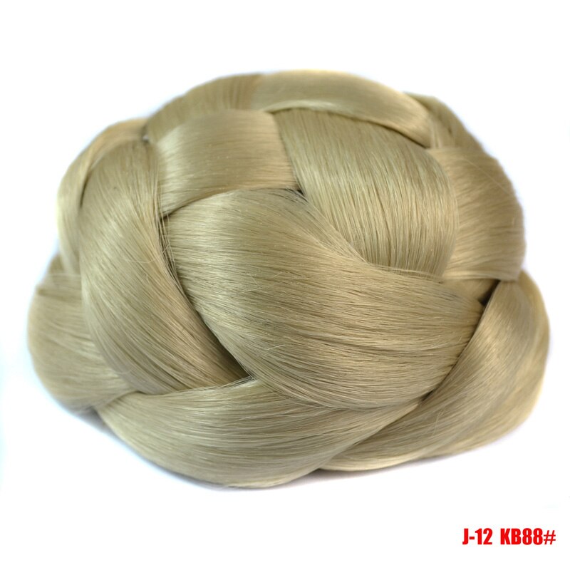 Jeedou trançado chignon cabelo sintético multi-camadas tranças almofada de pão de cabelo 10*6cm 60g redondo penteado elegante vintage updos: J12-KB88