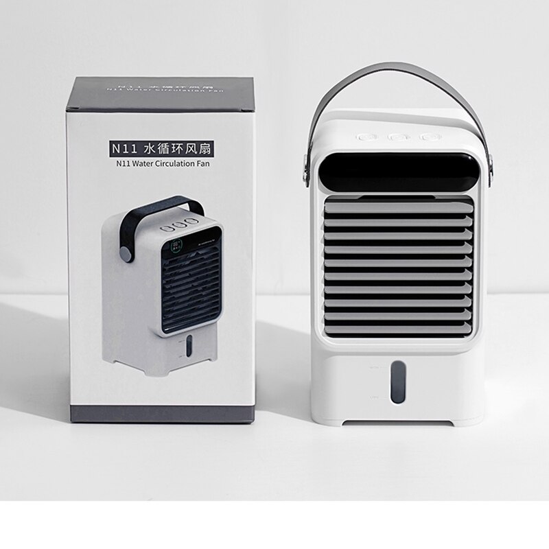 USB Power Supply Home Water Circulation Fan 3Wind Speed Bladeless Room Timing Rapid Cooling Air Conditioner Cooler Fan with Lamp