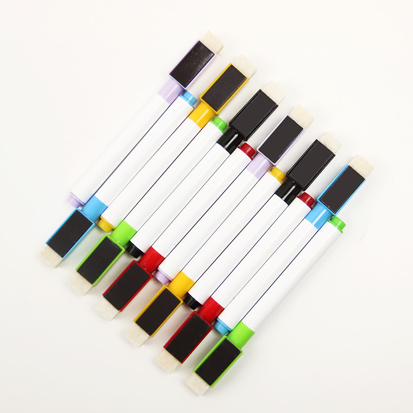 6 Stück Magnetische Whiteboard-Marker – Mit Integriertem Radiergummi, Trocken Abwischbar, Für Büro & Schule
