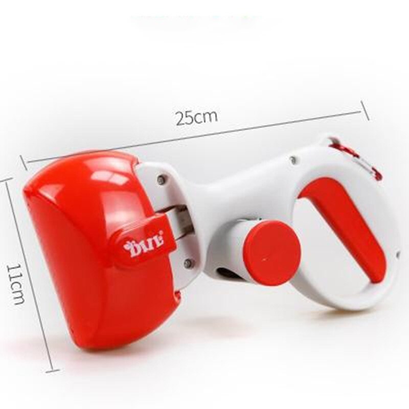 Dog Pooper Scooper Easy Pick Up Garbage Bags Long-Handled Grabber Picker Pet Waste Bag Holder Waste Dispenser Tool: Red