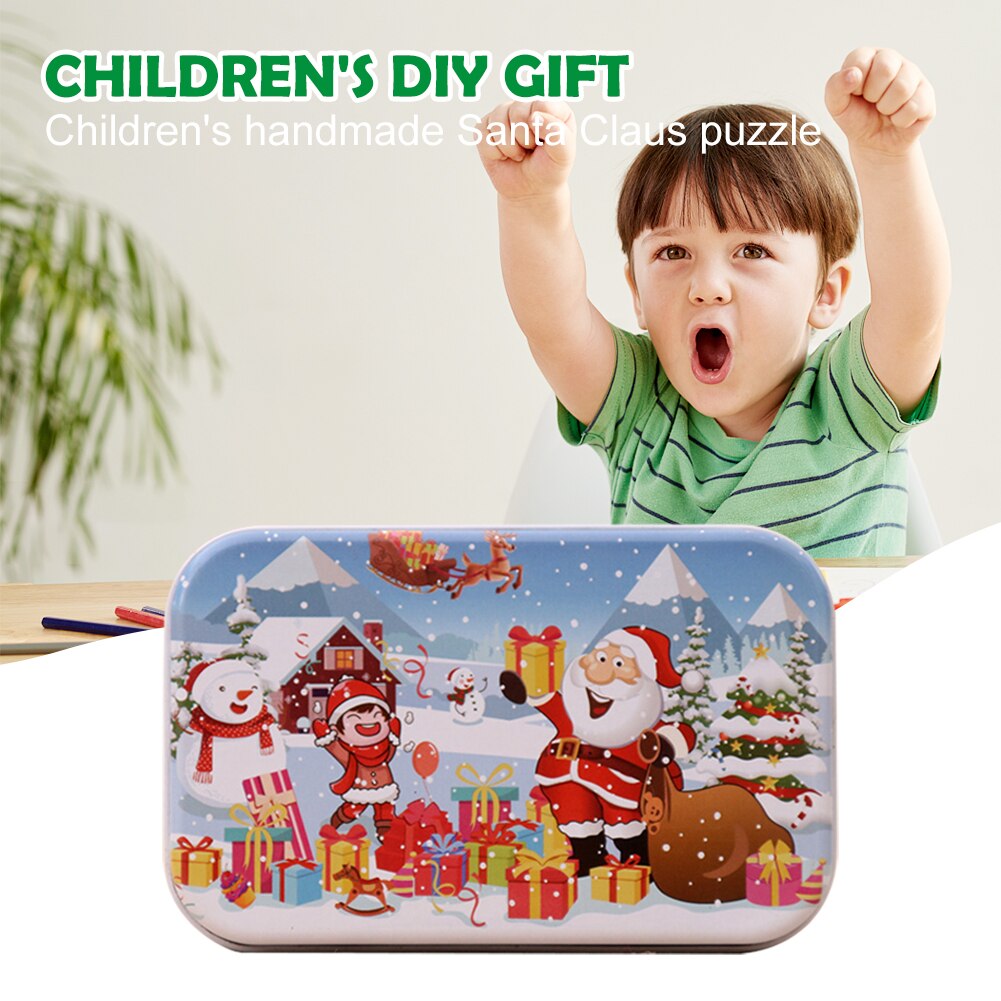 60 pièces noël père noël en bois Puzzle jeu Mini bois Puzzles jouet pour enfants dessin animé Puzzles jouets éducatifs