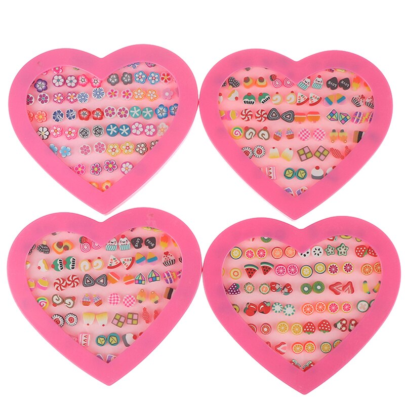 36 par/set de pendientes de arcilla polimérica de dibujos animados hechos a mano con frutas para mujeres niñas y niños