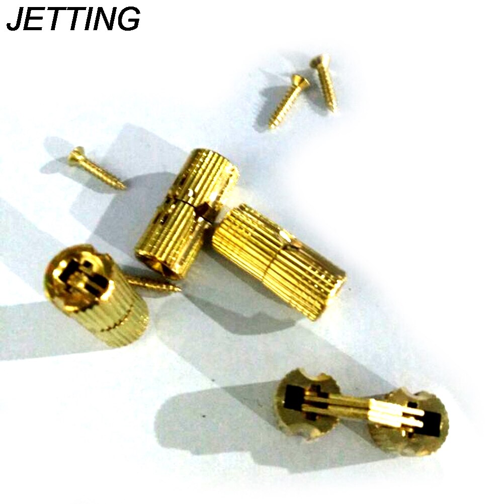 4PCS 8mm Copper Barrel Hinges Cylindrical Hidden Cabinet Concealed Invisible Brass Hinges Mount For Furniture Hardware