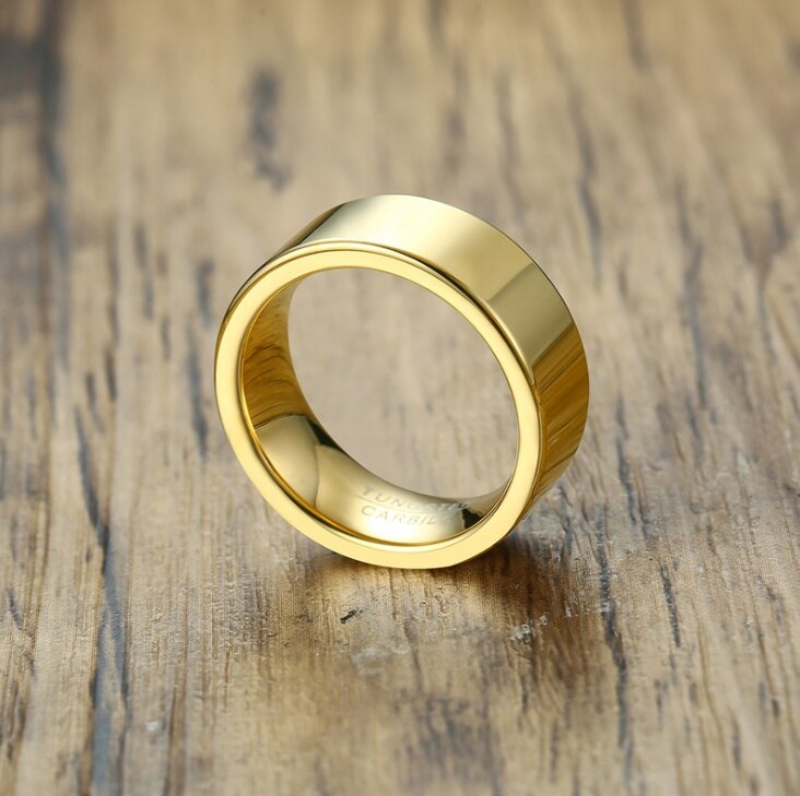 Anillo de oro Simple para hombre anillo con brillo anillo de boda compromiso cita