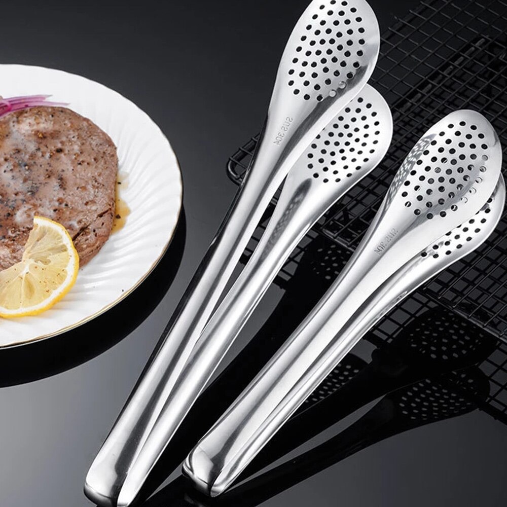 Stainless Steel Kitchen Tongs Barbecue Cookware Food Tongs Portable Stainless Steel Barbecue Tongs Picnic Barbecue Cooking