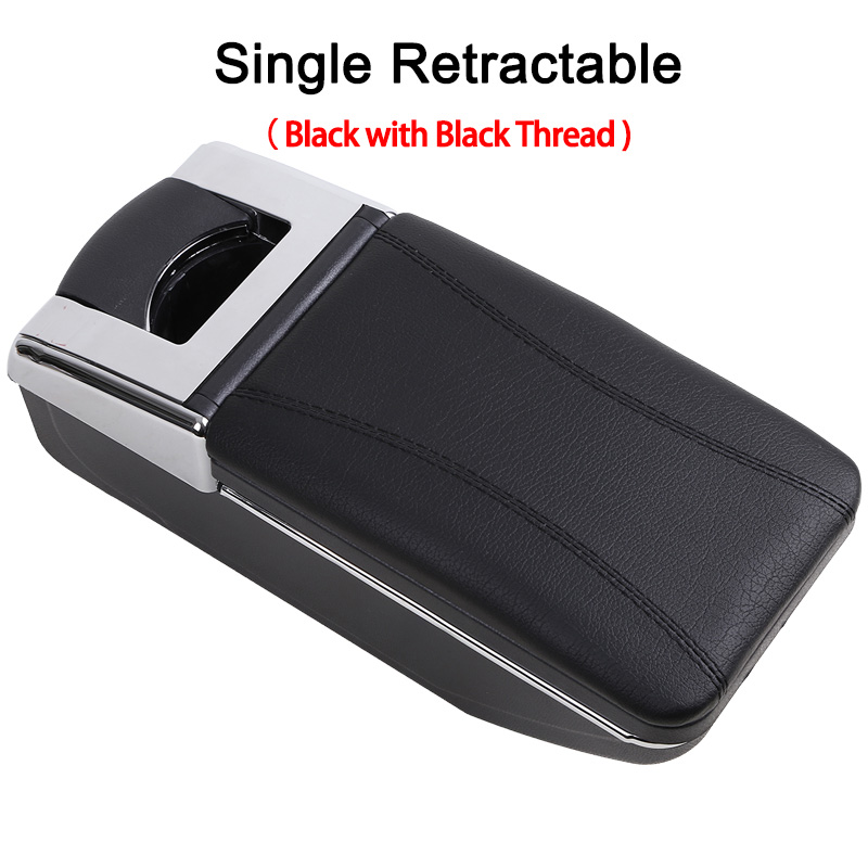 for Toyota Rush armrest box universal car center console caja modification accessories double raised with USB: Single All Black