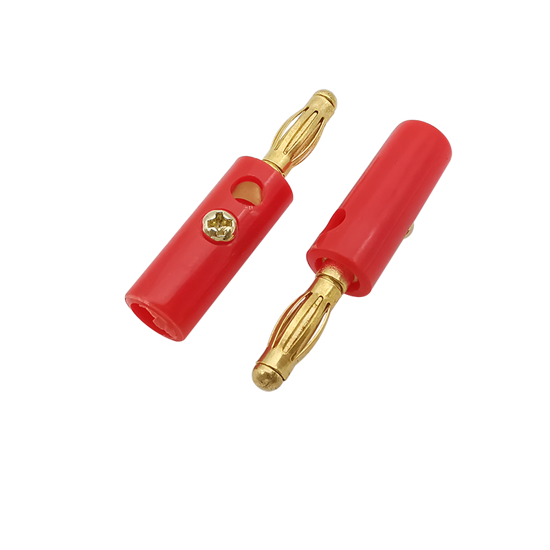 20 Stück vergoldete Schraube 4 mm Bananenstecker Audio Lautsprecherkabel Kabel Stecker Adapter Schwarz Rot