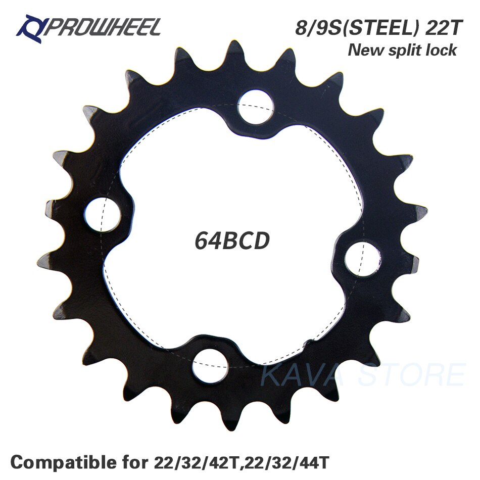 PROWHEEL Round Chainring 64/96/104BCD Mountain Bike Chainwheel 22/24/30/32/40/42/44T Crankset steel al Alloy Tooth plate Parts
