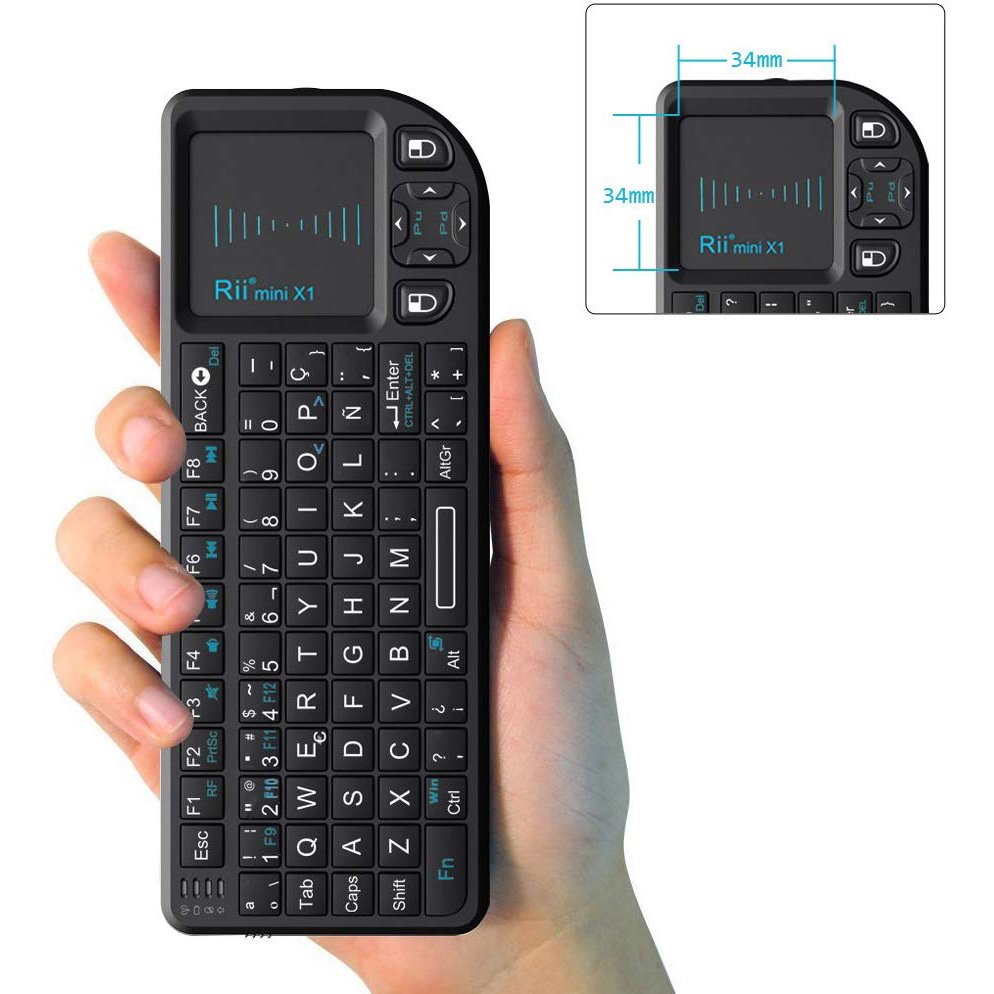 Originele Rii X1 Spaanse Mini 2.4Ghz Wireless Keyboard Air Mouse Met Touchpad Voor Tv Box Android /Mini pc/Laptop